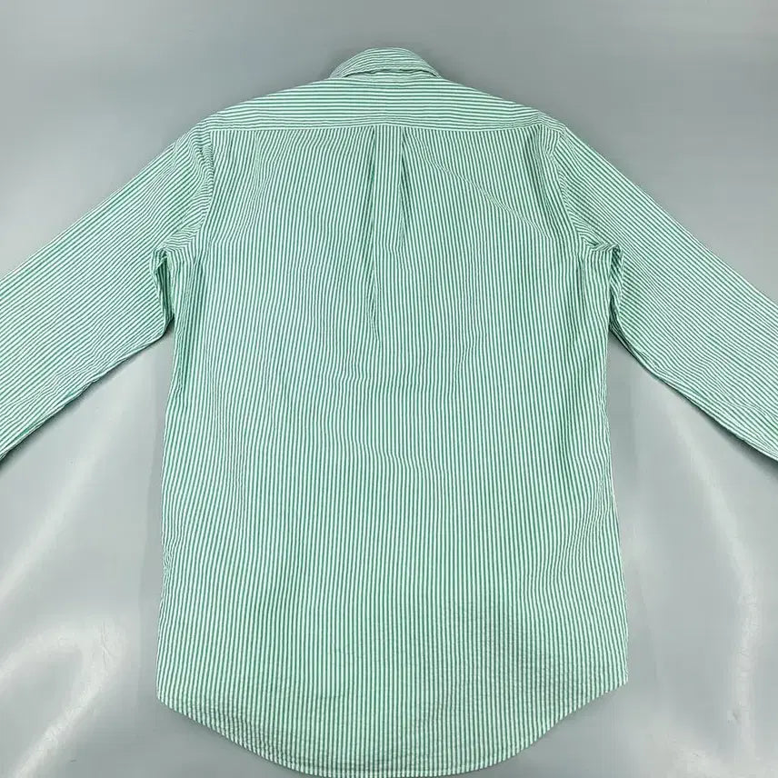 [BUNJANG] Polo Ralph Lauren Pink Pony Seersucker Button-Down Shirt / 폴로랄프로렌 그린 화이트 배색 핑크포니 클래식핏 버튼다운 코튼 시어서커