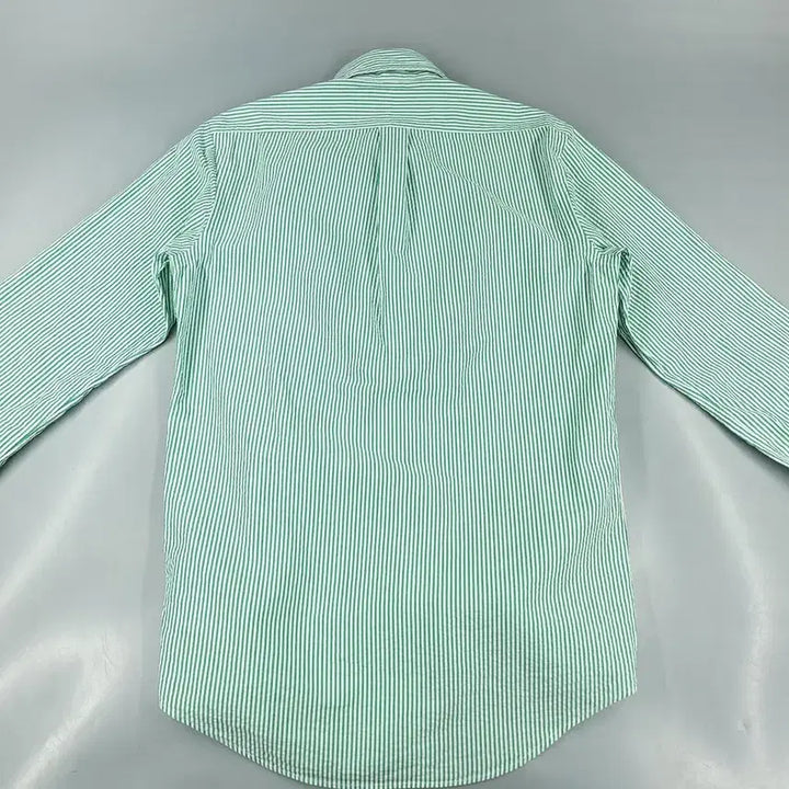 [BUNJANG] Polo Ralph Lauren Pink Pony Seersucker Button-Down Shirt / 폴로랄프로렌 그린 화이트 배색 핑크포니 클래식핏 버튼다운 코튼 시어서커