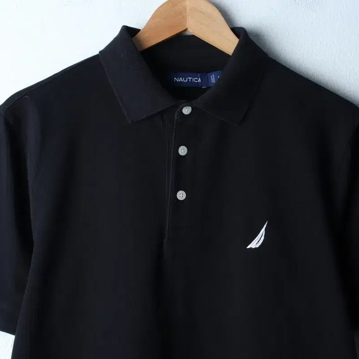 [BUNJANG] Nautica Polo Shirt with Small Logo (Black) / (M-L) 노티카 반팔 카라 티셔츠 스몰로고 블랙 놈코어-184D8