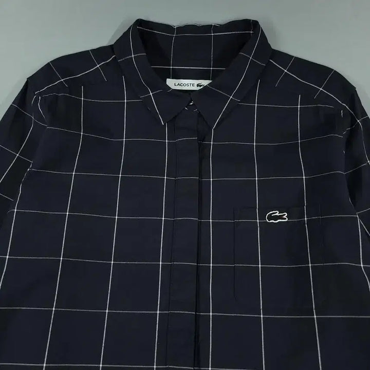 [BUNJANG] Lacoste Check Pattern Dress / 라코스테 블랙 화이트 배색 그리드 윈도우 체크패턴 톤톤 크록로고 체스트포