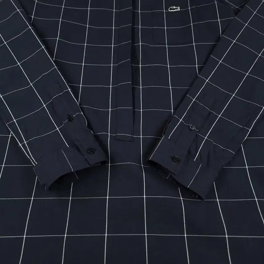 [BUNJANG] Lacoste Check Pattern Dress / 라코스테 블랙 화이트 배색 그리드 윈도우 체크패턴 톤톤 크록로고 체스트포
