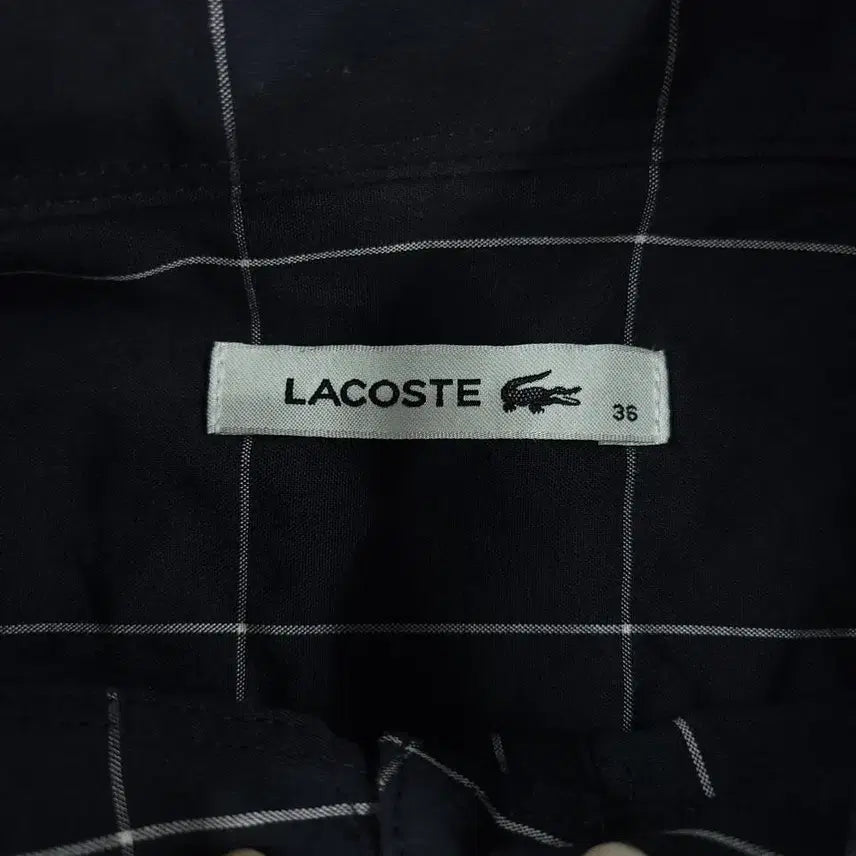 [BUNJANG] Lacoste Check Pattern Dress / 라코스테 블랙 화이트 배색 그리드 윈도우 체크패턴 톤톤 크록로고 체스트포