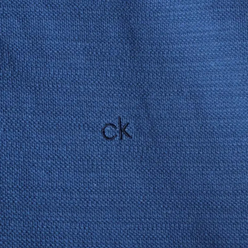[BUNJANG] Calvin Klein Small Logo Polo T-Shirt / (M-L) 캘빈클라인 반팔 카라 티셔츠 스몰로고 블루 놈코어-184D9