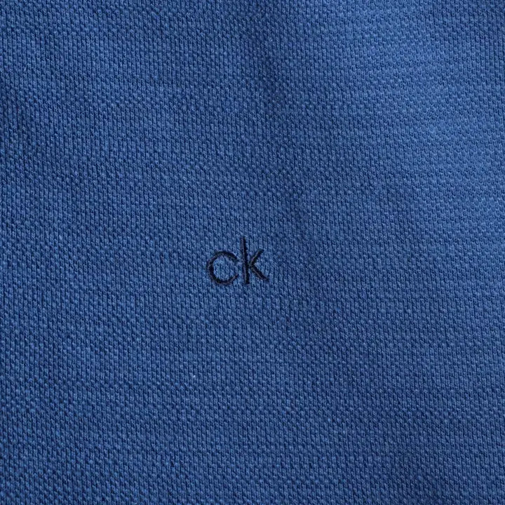 [BUNJANG] Calvin Klein Small Logo Polo T-Shirt / (M-L) 캘빈클라인 반팔 카라 티셔츠 스몰로고 블루 놈코어-184D9