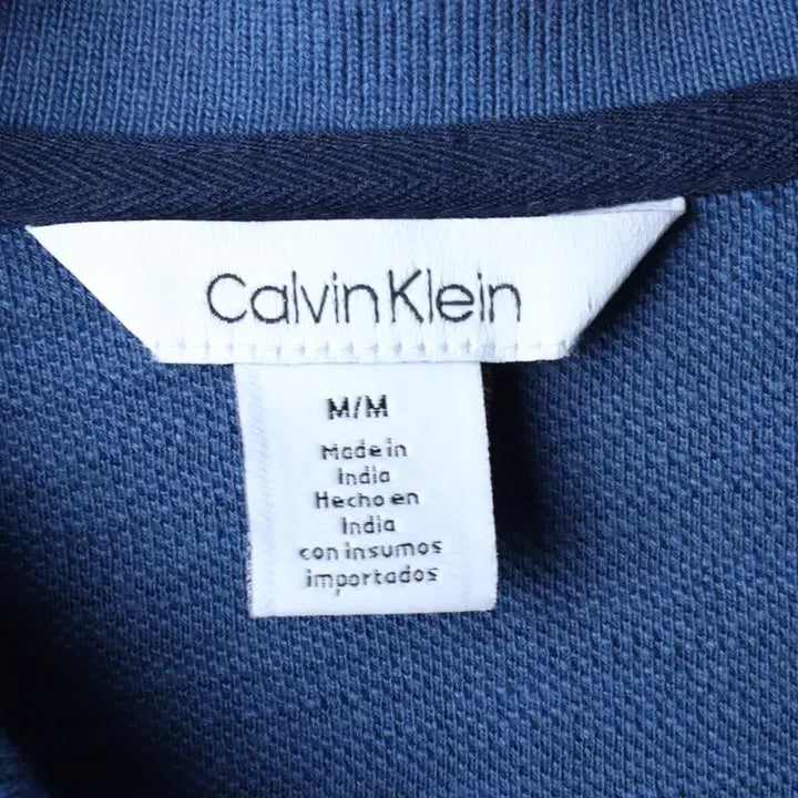 [BUNJANG] Calvin Klein Small Logo Polo T-Shirt / (M-L) 캘빈클라인 반팔 카라 티셔츠 스몰로고 블루 놈코어-184D9