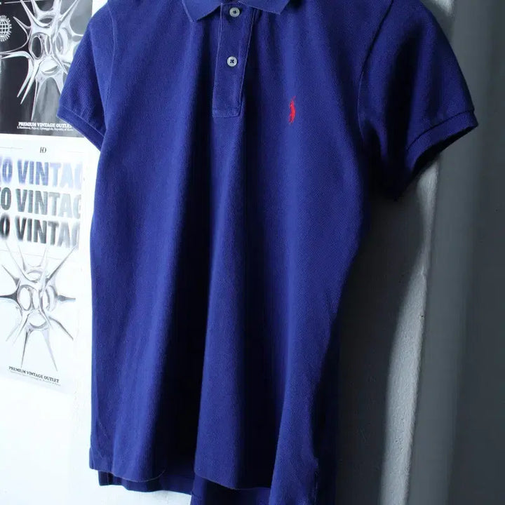 [BUNJANG] Polo Ralph Lauren Blue Short Sleeve Polo Shirt / W(S) 폴로 랄프로렌 반팔 카라 티셔츠 블루 레드포니-184DA