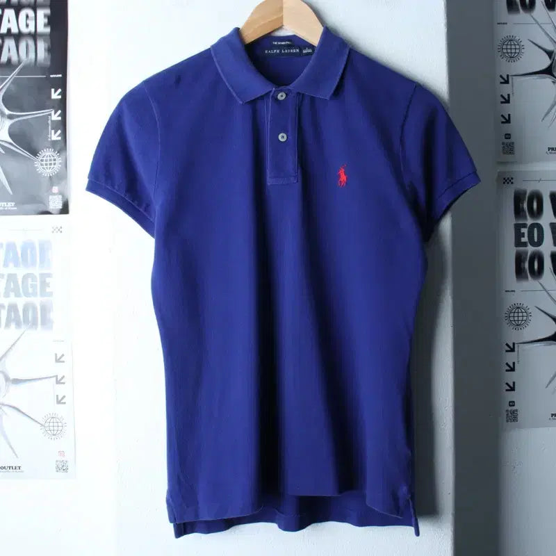 [BUNJANG] Polo Ralph Lauren Blue Short Sleeve Polo Shirt / W(S) 폴로 랄프로렌 반팔 카라 티셔츠 블루 레드포니-184DA
