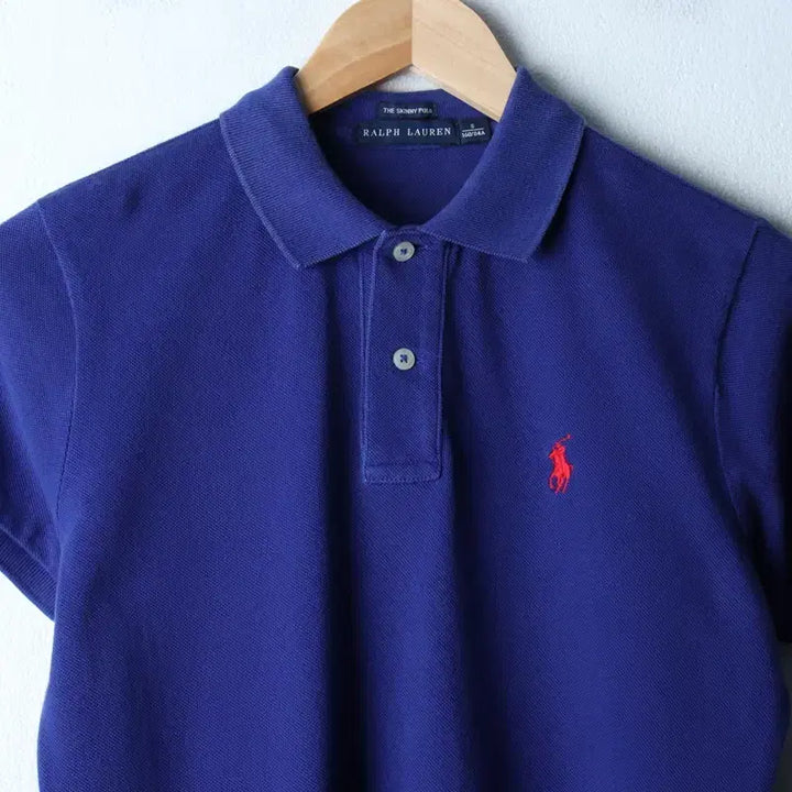 [BUNJANG] Polo Ralph Lauren Blue Short Sleeve Polo Shirt / W(S) 폴로 랄프로렌 반팔 카라 티셔츠 블루 레드포니-184DA