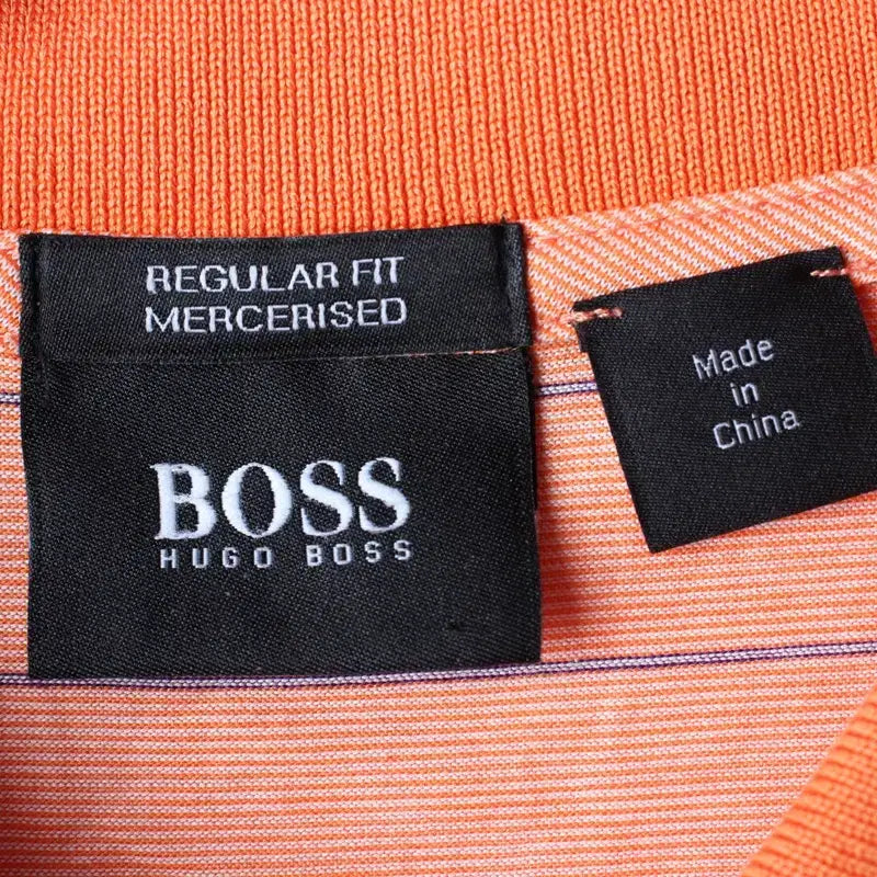 [BUNJANG] Hugo Boss Striped Polo Shirt / (M-L) 휴고보스 반팔 카라 티셔츠 스트라이프 오렌지 놈코어-184DB