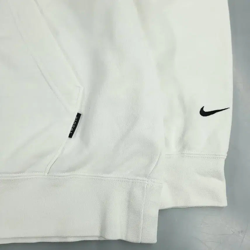 [BUNJANG] Nike White Black Big Swoosh Spellout Raglan Cotton Blend Hoodie / 나이키 화이트 블랙 빅스우시 로고 스펠아웃 레글런 코튼블렌드 후드 티셔츠