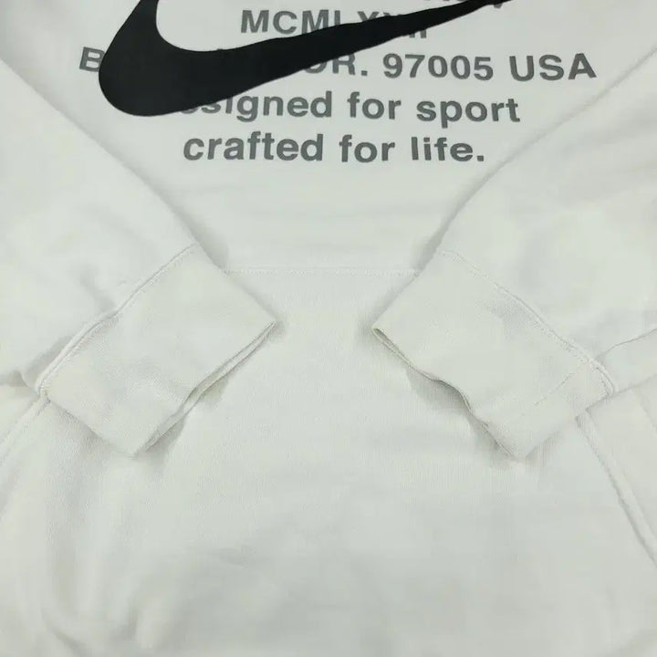[BUNJANG] Nike White Black Big Swoosh Spellout Raglan Cotton Blend Hoodie / 나이키 화이트 블랙 빅스우시 로고 스펠아웃 레글런 코튼블렌드 후드 티셔츠