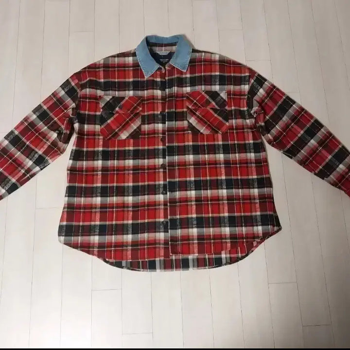 [SOLD OUT] 피어오브갓 5th 데님 카라 플란넬 체크 셔츠 레드