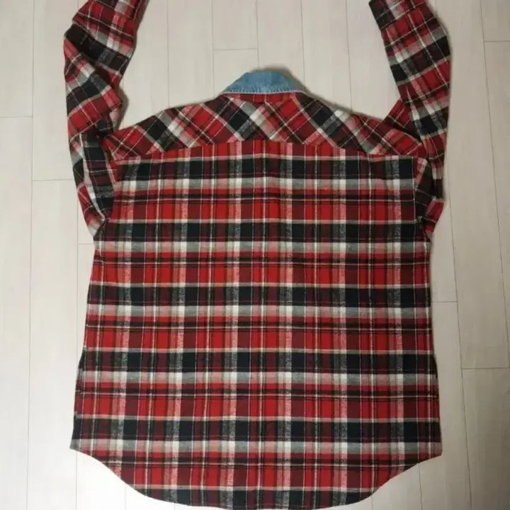 [SOLD OUT] 피어오브갓 5th 데님 카라 플란넬 체크 셔츠 레드