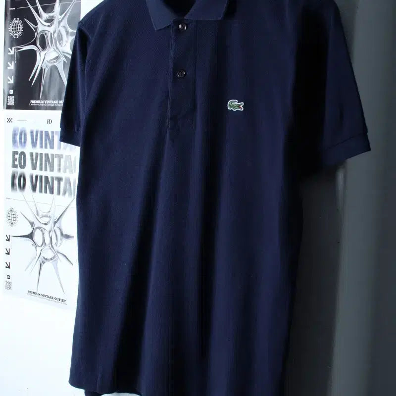 [BUNJANG] Lacoste Small Logo Navy Polo T-shirt / (XS-S) 라코스테 반팔 카라 티셔츠 스몰로고 네이비 놈코어-184DD