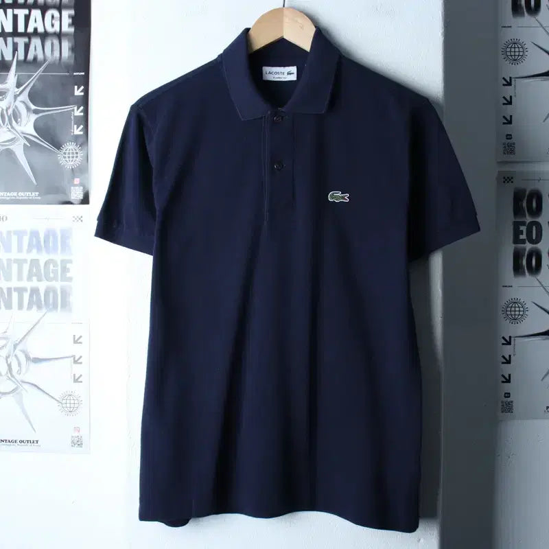 [BUNJANG] Lacoste Small Logo Navy Polo T-shirt / (XS-S) 라코스테 반팔 카라 티셔츠 스몰로고 네이비 놈코어-184DD