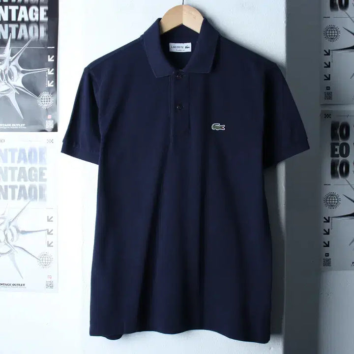 [BUNJANG] Lacoste Small Logo Navy Polo T-shirt / (XS-S) 라코스테 반팔 카라 티셔츠 스몰로고 네이비 놈코어-184DD