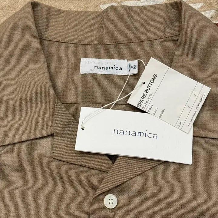 [BUNJANG] Nanamica Open Collar Panama Short Sleeve Shirt Beige / [M][100] 나나미카 오픈카라 파나마 숏슬리브 셔츠 베이지