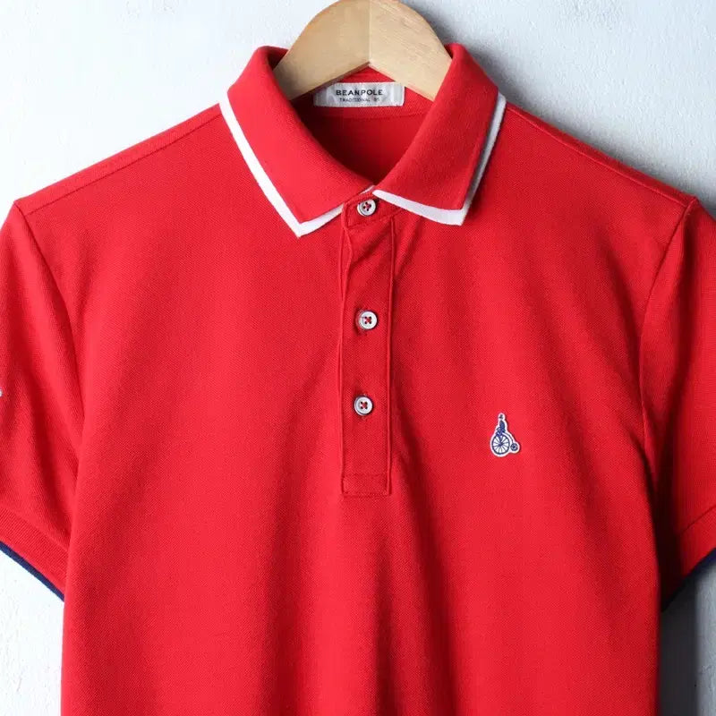 [BUNJANG] Beanpole Small Logo Polo Shirt Red / (M) 빈폴 반팔 카라 티셔츠 스몰로고 레드 올드스쿨-184DE