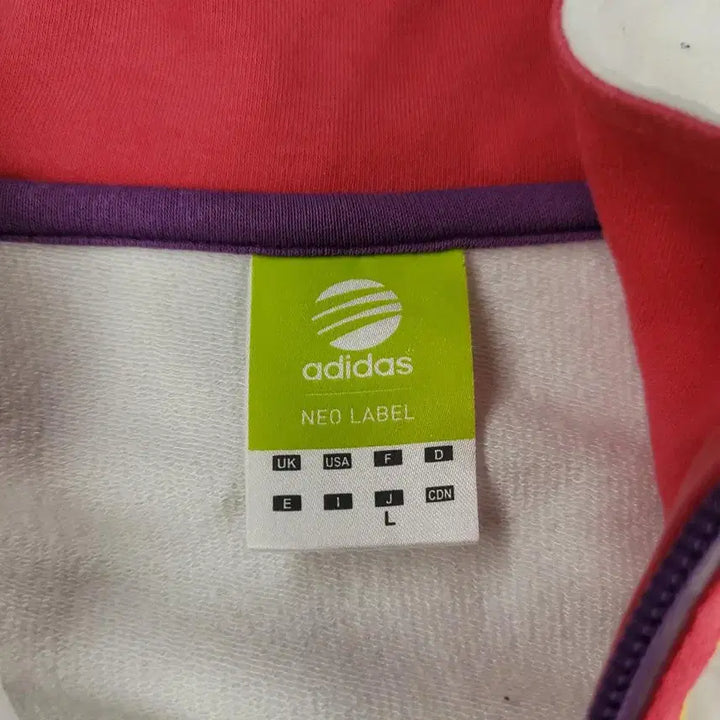 [BUNJANG] Adidas Neo Label JP White Pink Yellow Spellout Logo Jacket / 아디다스 네오라벨 JP 화이트 핑크 옐로우 배색 스펠아웃 로고 라이닝 레