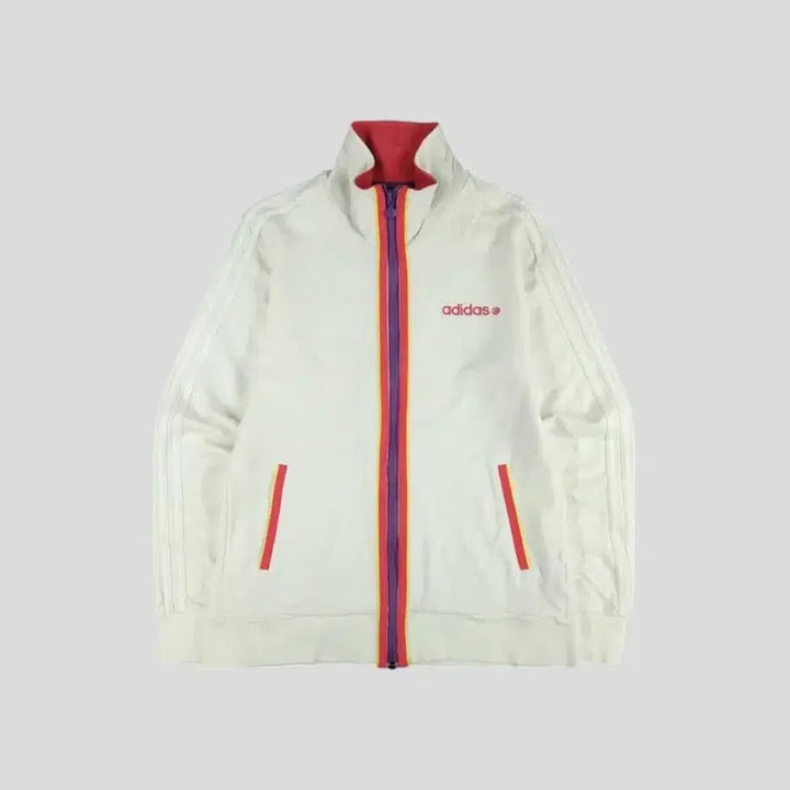 [BUNJANG] Adidas Neo Label JP White Pink Yellow Spellout Logo Jacket / 아디다스 네오라벨 JP 화이트 핑크 옐로우 배색 스펠아웃 로고 라이닝 레