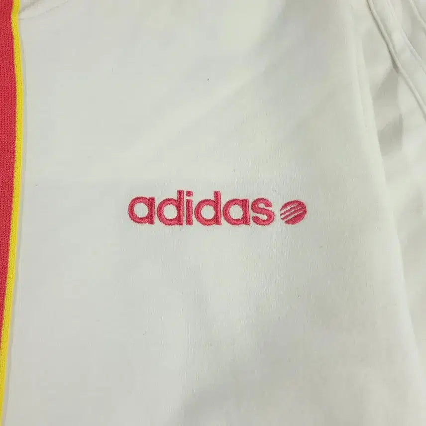 [BUNJANG] Adidas Neo Label JP White Pink Yellow Spellout Logo Jacket / 아디다스 네오라벨 JP 화이트 핑크 옐로우 배색 스펠아웃 로고 라이닝 레