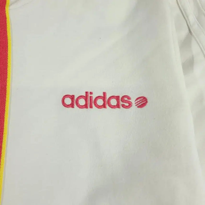 [BUNJANG] Adidas Neo Label JP White Pink Yellow Spellout Logo Jacket / 아디다스 네오라벨 JP 화이트 핑크 옐로우 배색 스펠아웃 로고 라이닝 레