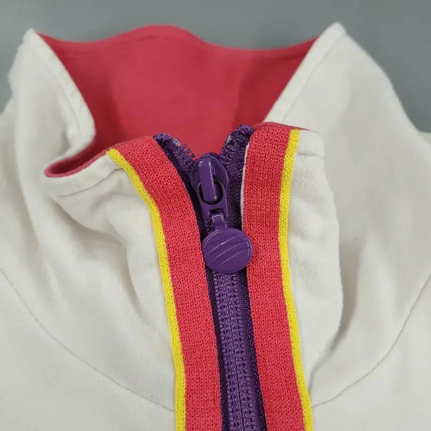 [BUNJANG] Adidas Neo Label JP White Pink Yellow Spellout Logo Jacket / 아디다스 네오라벨 JP 화이트 핑크 옐로우 배색 스펠아웃 로고 라이닝 레