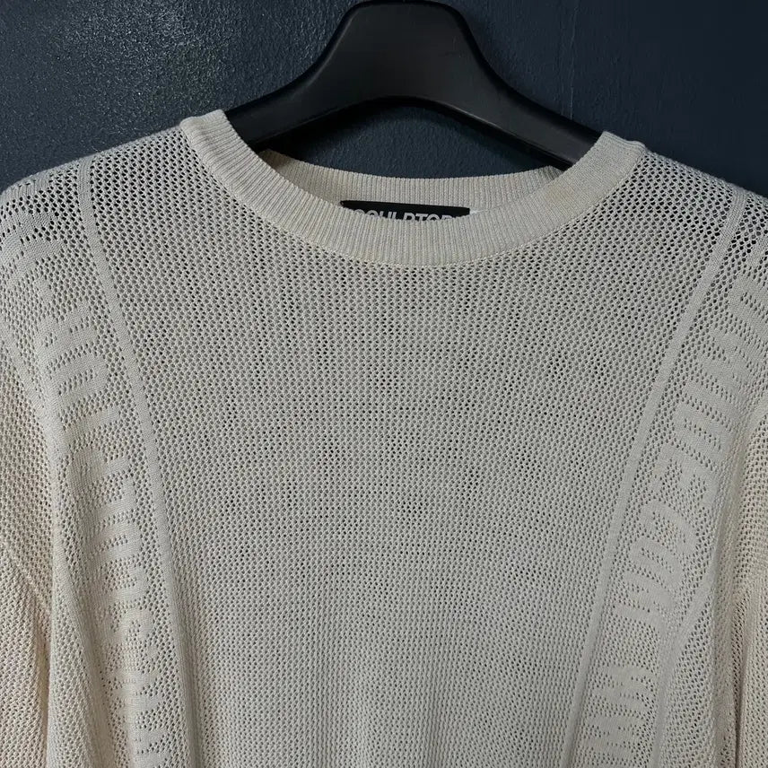 [BUNJANG] XL Sculptor Ivory Mesh Knit T-shirt / XL 스컬프터 아이보리 메쉬 니트 티셔츠