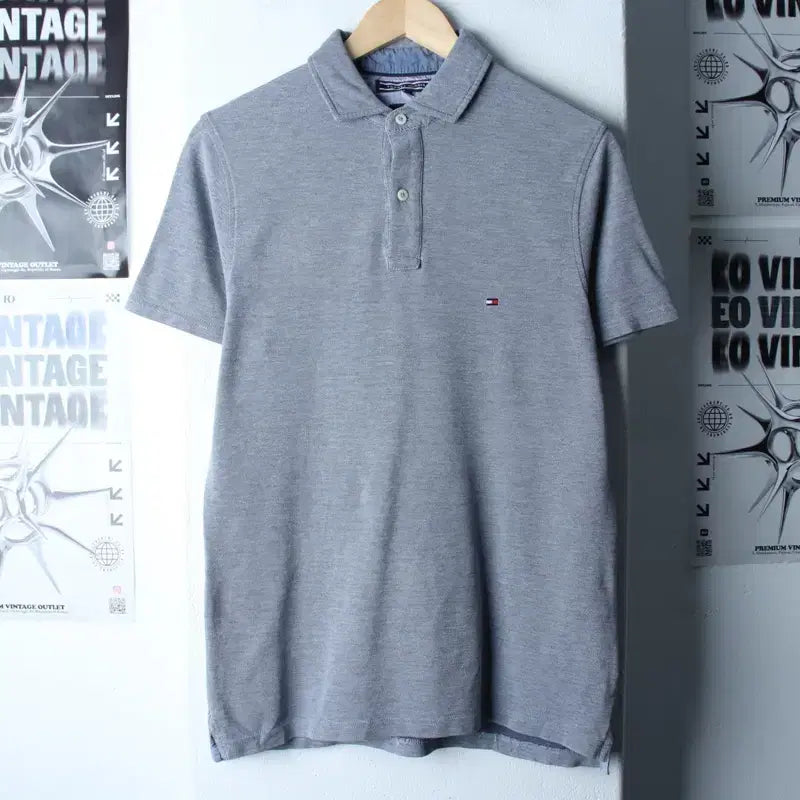 [BUNJANG] Tommy Hilfiger Gray Polo Shirt / (M-L) 타미힐피거 반팔 카라 티셔츠 그레이 무지 놈코어-184DF