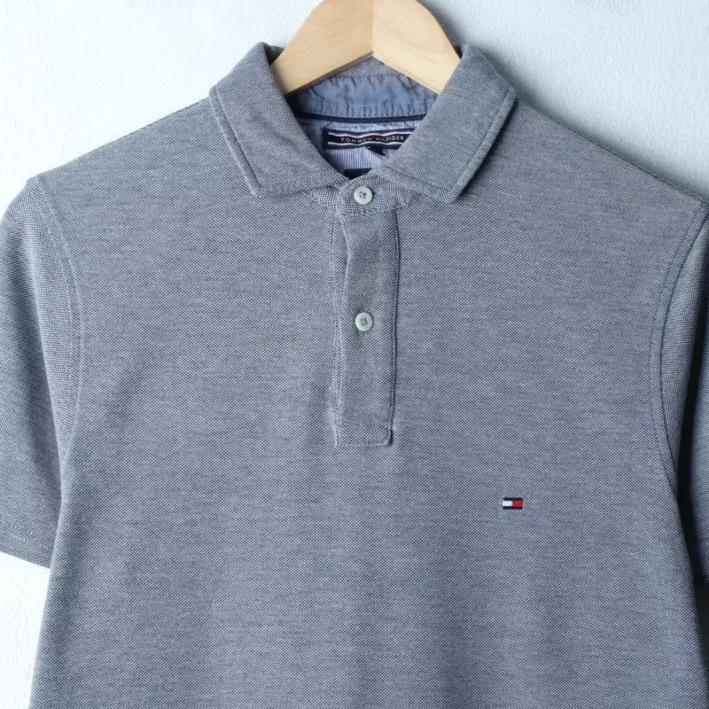 [BUNJANG] Tommy Hilfiger Gray Polo Shirt / (M-L) 타미힐피거 반팔 카라 티셔츠 그레이 무지 놈코어-184DF