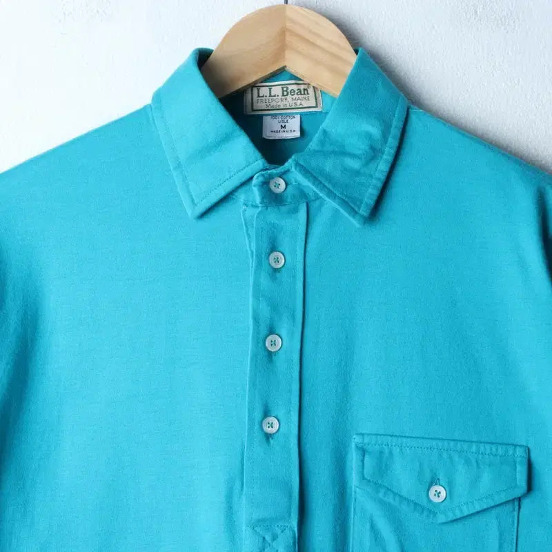 [BUNJANG] L.L.Bean Pocket T-shirt Light Blue / (M-L) 엘엘빈 반팔 카라 티셔츠 포켓 연블루 무지 USA-184E0
