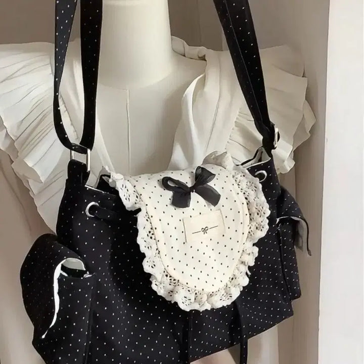 [BUNJANG] Subculture Lace Ribbon Droplet Shoulder Bag / 지뢰계 서브컬처 레이스 리본 물방울 숄더백