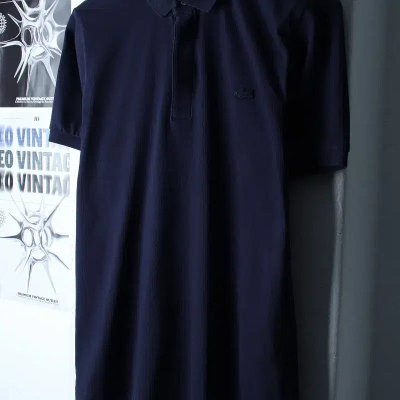 [BUNJANG] Lacoste Small Logo Navy Polo Shirt / (S-M) 라코스테 반팔 카라 티셔츠 스몰로고 네이비 놈코어-184E3