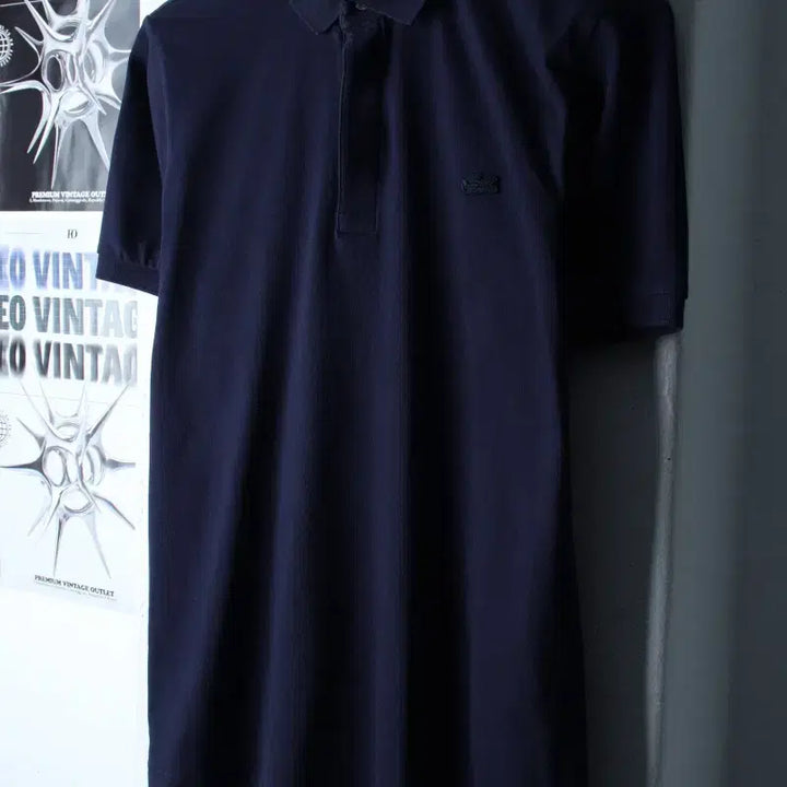 [BUNJANG] Lacoste Small Logo Navy Polo Shirt / (S-M) 라코스테 반팔 카라 티셔츠 스몰로고 네이비 놈코어-184E3