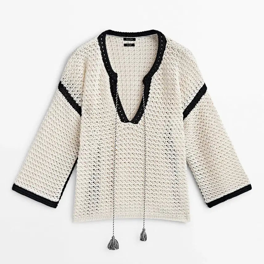 [BUNJANG] Massimo Dutti Crochet Knit Top / 마시모두띠 크로셰 니트 탑
