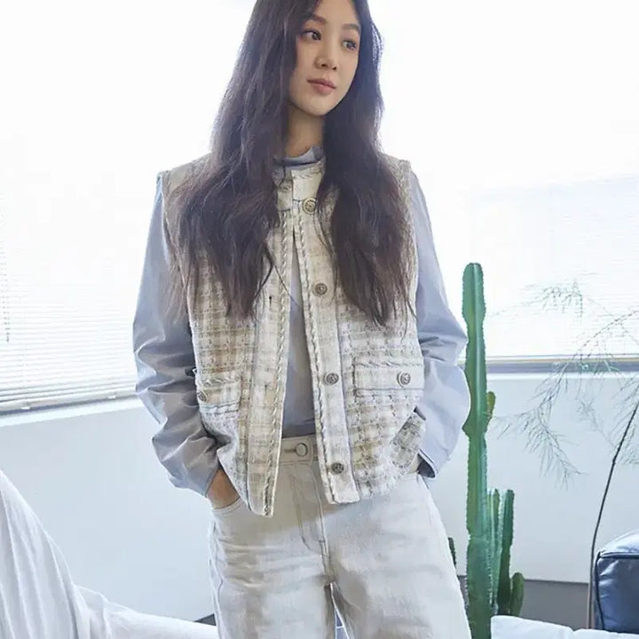 [BUNJANG] SJSJ Tweed Vest Jacket / 한섬 SJSJ 트위드 조끼자켓