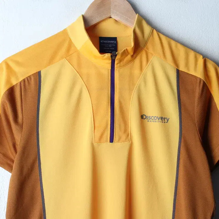 [BUNJANG] Discovery Functional Half-Zip Polo Shirt / (L) 디스커버리 반팔 카라 티셔츠 기능성 반집업 노랑-184E5