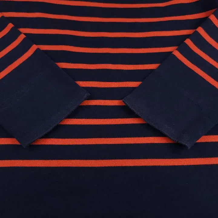 [BUNJANG] Lacoste Stripe Pattern Cotton Long Sleeve T-Shirt / 라코스테 네이비 오렌지 배색 스트라이프패턴 크록로고 코튼 긴팔 티셔츠 롱