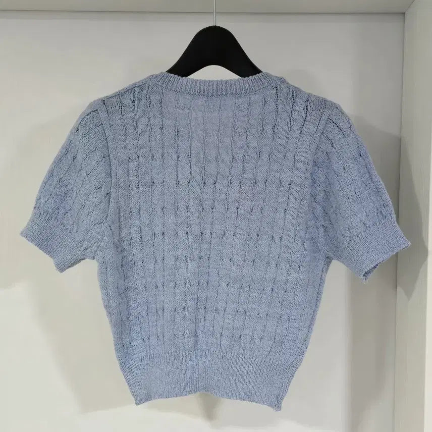 [BUNJANG] Sky Blue Crop Knit Top / 스카이 블루 니트 44~55
