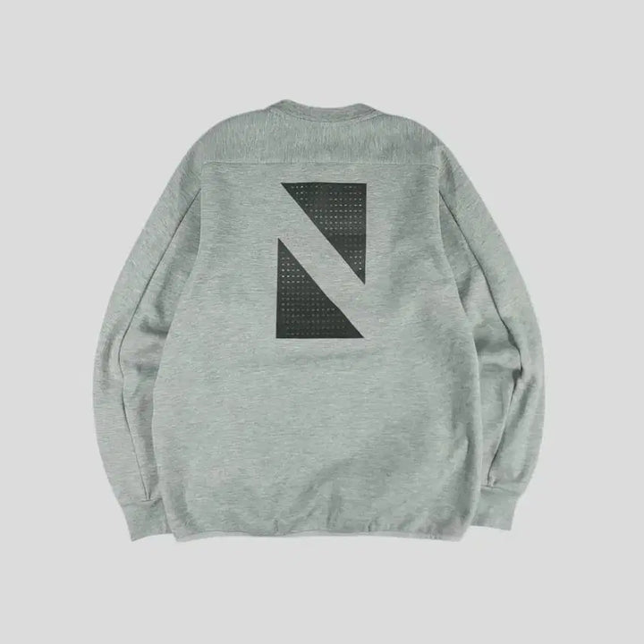 [BUNJANG] New Era Gray Black Raglan Sweatshirt / 뉴에라 그레이 블랙 배색 스펠아웃 로고 레글런 캥거루포켓 리플렉티브 기하