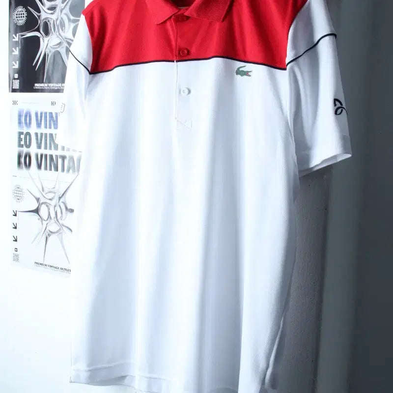 [SOLD OUT] (L-XL) 라코스테 반팔 카라 티셔츠 기능성 화이트 투톤-184EA