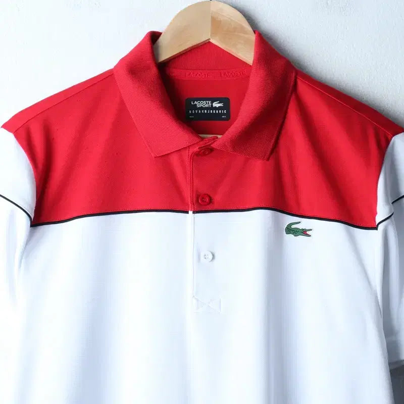 [SOLD OUT] (L-XL) 라코스테 반팔 카라 티셔츠 기능성 화이트 투톤-184EA