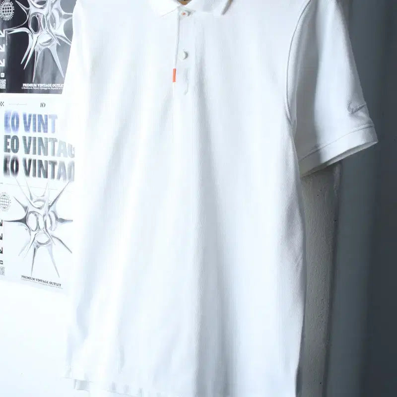[BUNJANG] Nike Short Sleeve Polo Shirt White / (M-L) 나이키 반팔 카라 티셔츠 화이트 무지 올드스쿨-184EB