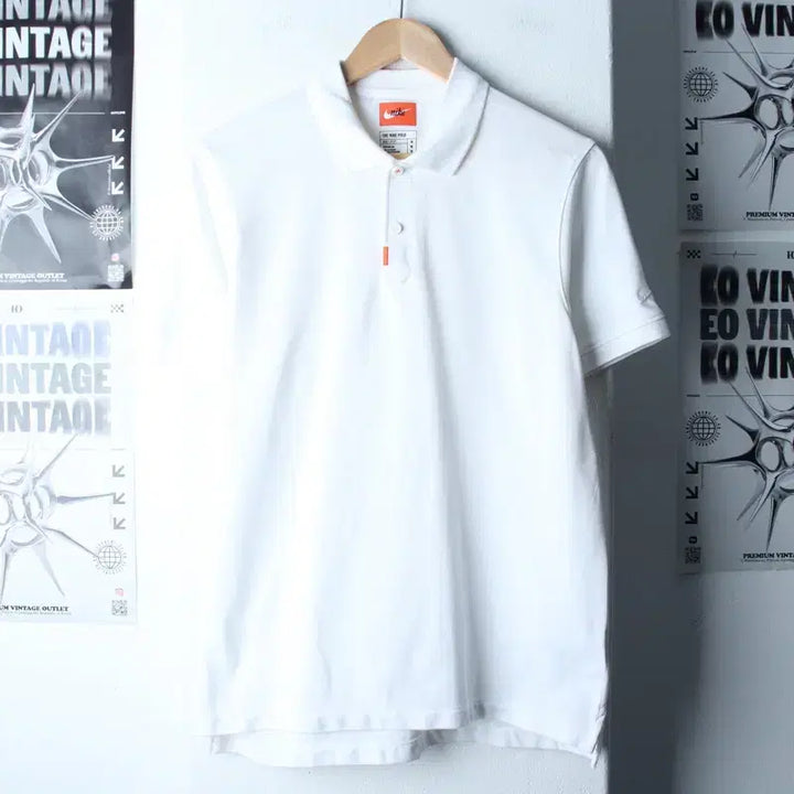 [BUNJANG] Nike Short Sleeve Polo Shirt White / (M-L) 나이키 반팔 카라 티셔츠 화이트 무지 올드스쿨-184EB