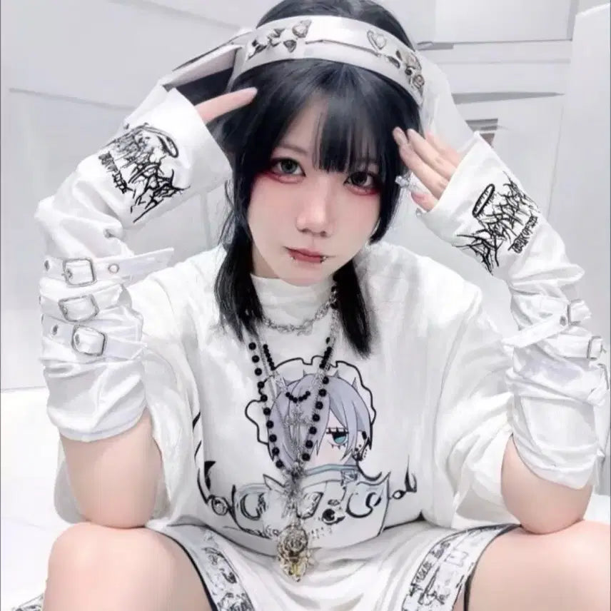 [BUNJANG] Punk Gothic Subculture Buckle Arm Warmers (2 Colors) / 펑크 고딕 서브컬처 버클 암워머 소매(2컬러)