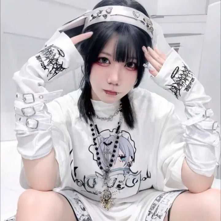 [BUNJANG] Punk Gothic Subculture Buckle Arm Warmers (2 Colors) / 펑크 고딕 서브컬처 버클 암워머 소매(2컬러)