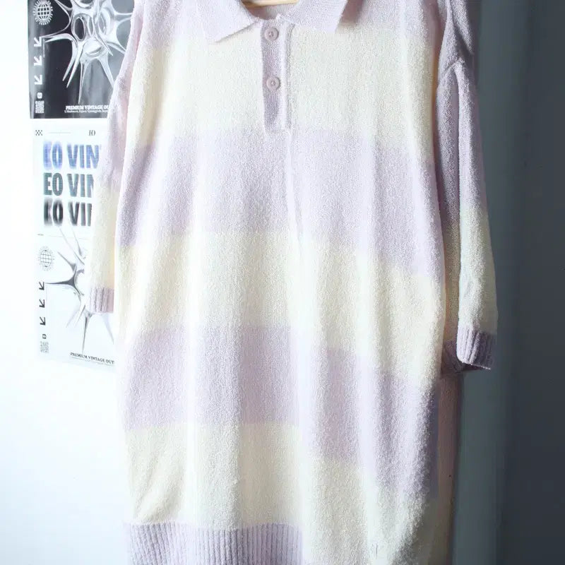 [BUNJANG] Covernat Big Size Boucle Knit Polo Shirt / (XL-2XL) 커버낫 반팔 카라 티셔츠 빅사이즈 부클 니트-184EC