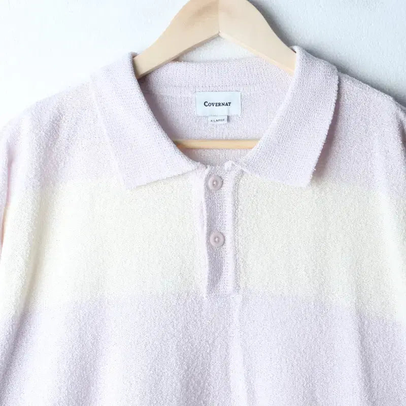 [BUNJANG] Covernat Big Size Boucle Knit Polo Shirt / (XL-2XL) 커버낫 반팔 카라 티셔츠 빅사이즈 부클 니트-184EC