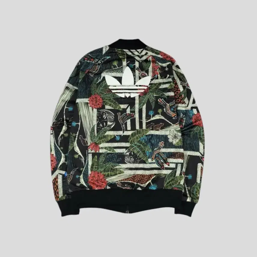 [BUNJANG] Adidas Blacktone Trefoil Floral Track Top / 아디다스 블랙톤 멀티컬러 트레포일 로고 플로랄 리프패턴 레글런 트랙탑 집