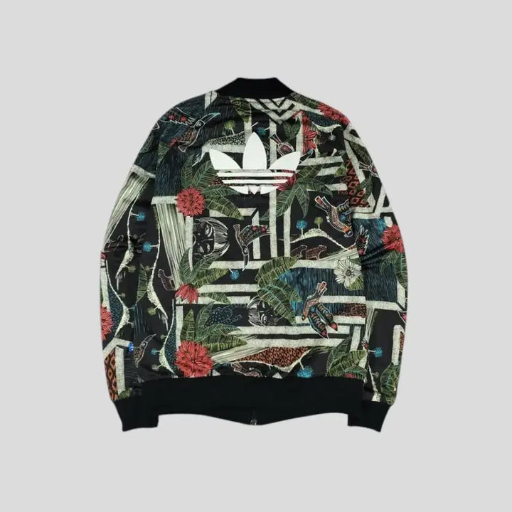 [BUNJANG] Adidas Blacktone Trefoil Floral Track Top / 아디다스 블랙톤 멀티컬러 트레포일 로고 플로랄 리프패턴 레글런 트랙탑 집
